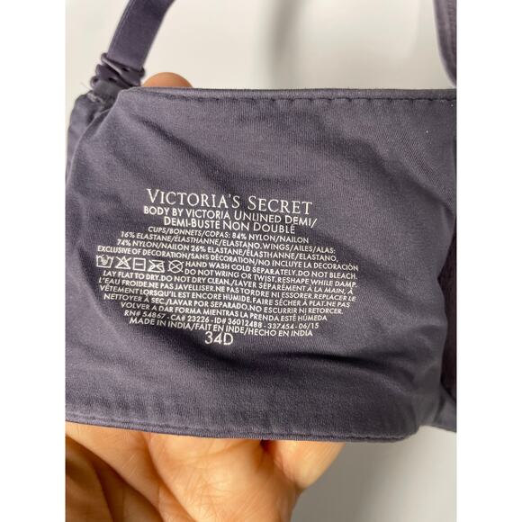 Victoria's Secret, Size 34D, Dusty Purple Demi Bra, Sheer Lace, 3 Way Straps - Picture 8 of 11